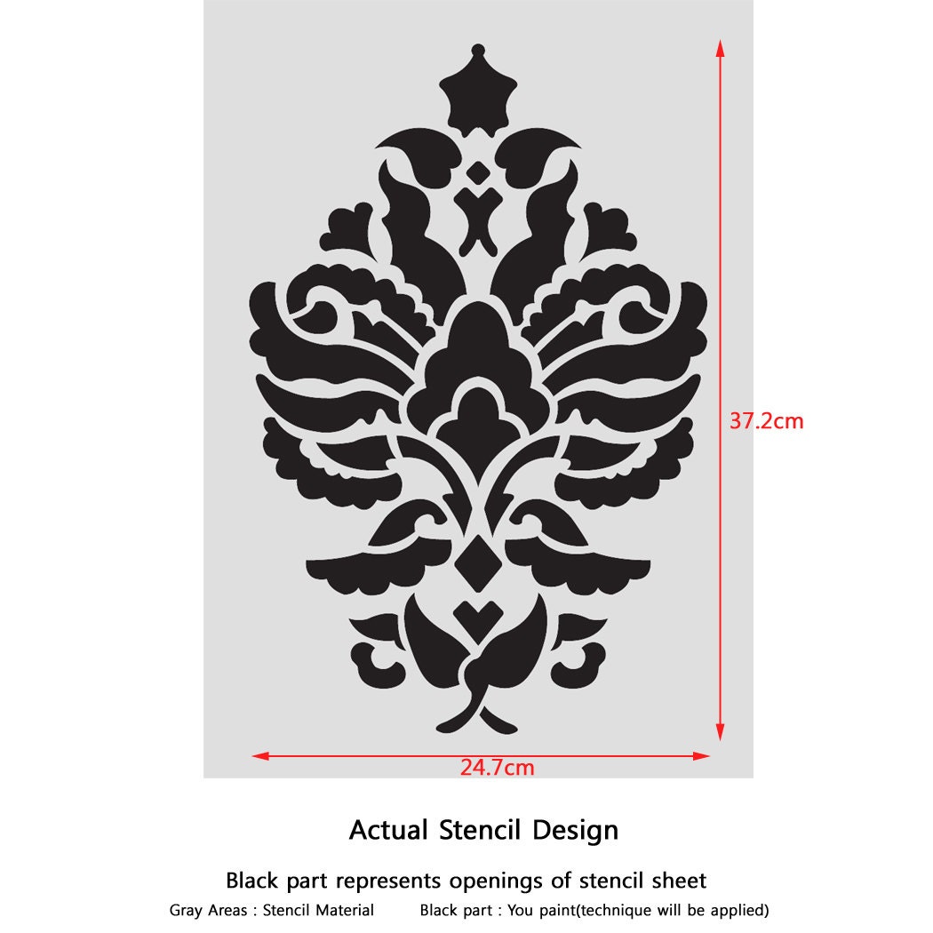 Plantilla Decorativa De Damasco Para Pared - Mylar Grande, Patrón #1012, Ideal Para Murales Falsos