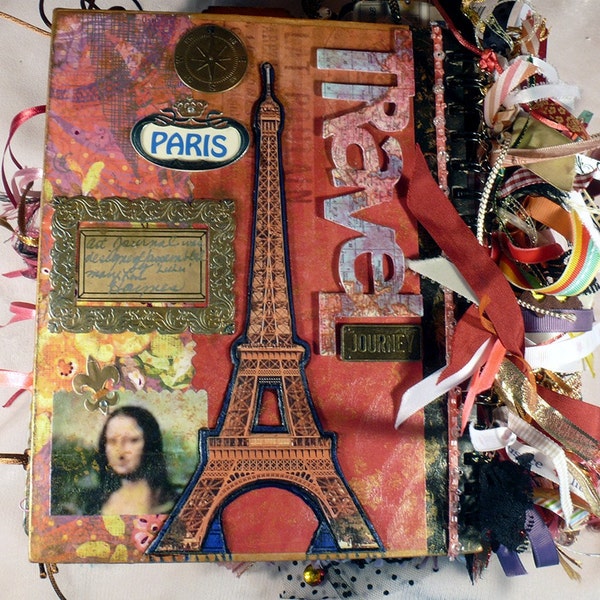 Custom Paris, French, Travel, Scrapbook, Journal, Souvenir Honeymoon Scrapbook, Paris Smashbook, Romantic, OOAK. Listing is 150 USD deposit.