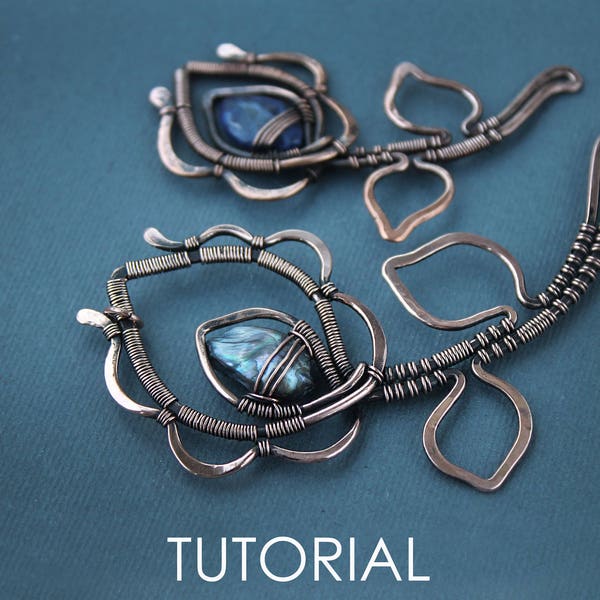 Jewelry making tutorial Necklace tutorial Wire wrap tutorial PDF Flower pendant tutorial Wire Weaving Tutorial Wire Wrapped Jewelry Pattern