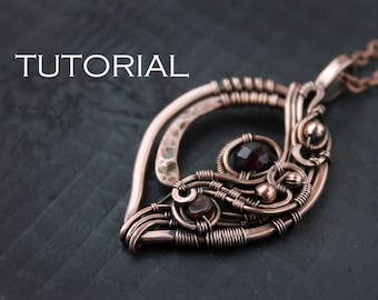 Necklace tutorial Jewelry tutorial Wire wrapped pendant PDF tutorial Wire wrapped jewelry  Jewelry making tutorial  project Lenasinelnikart