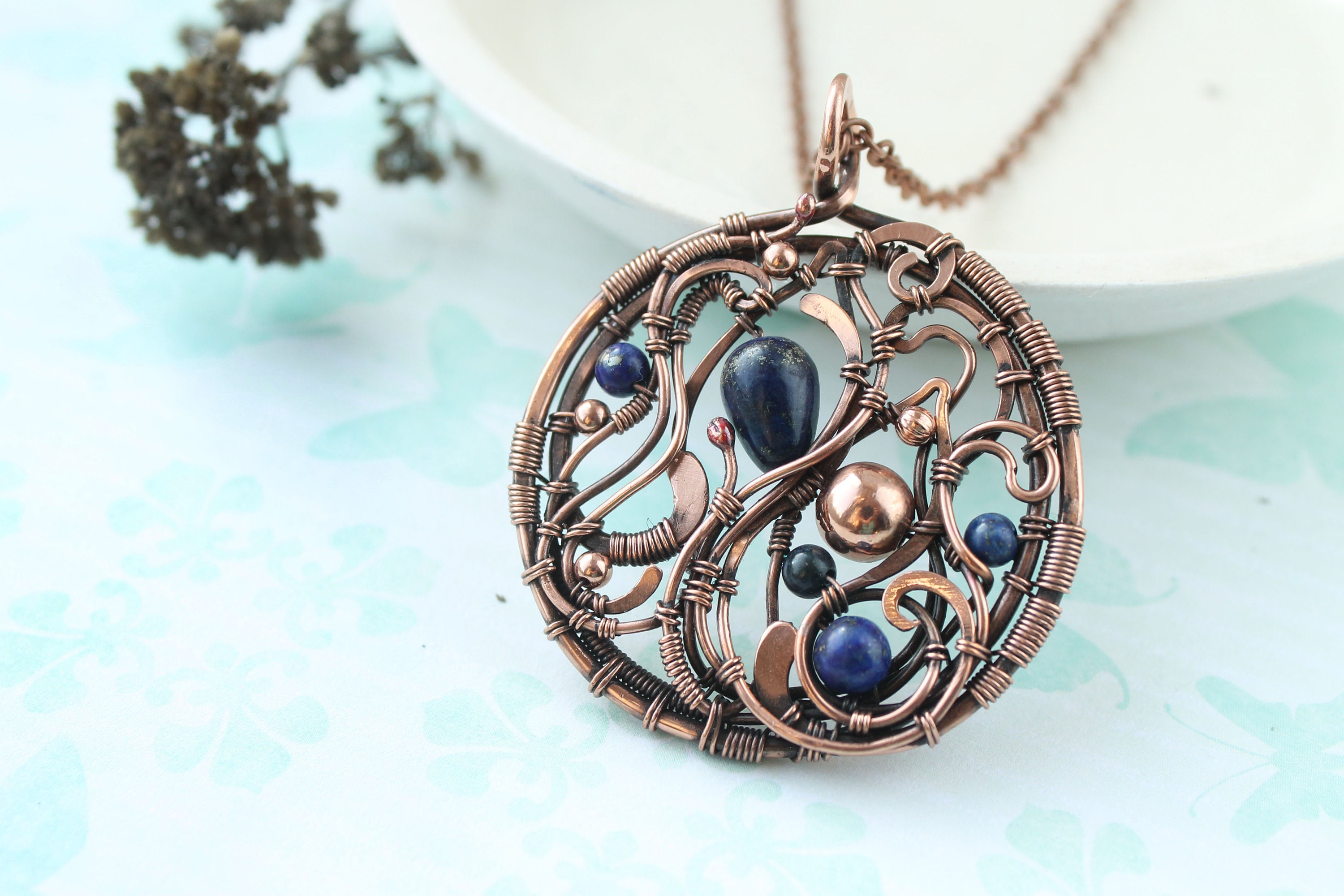 Wire wrap necklace Wire wrapped jewelry handmade Copper Etsy