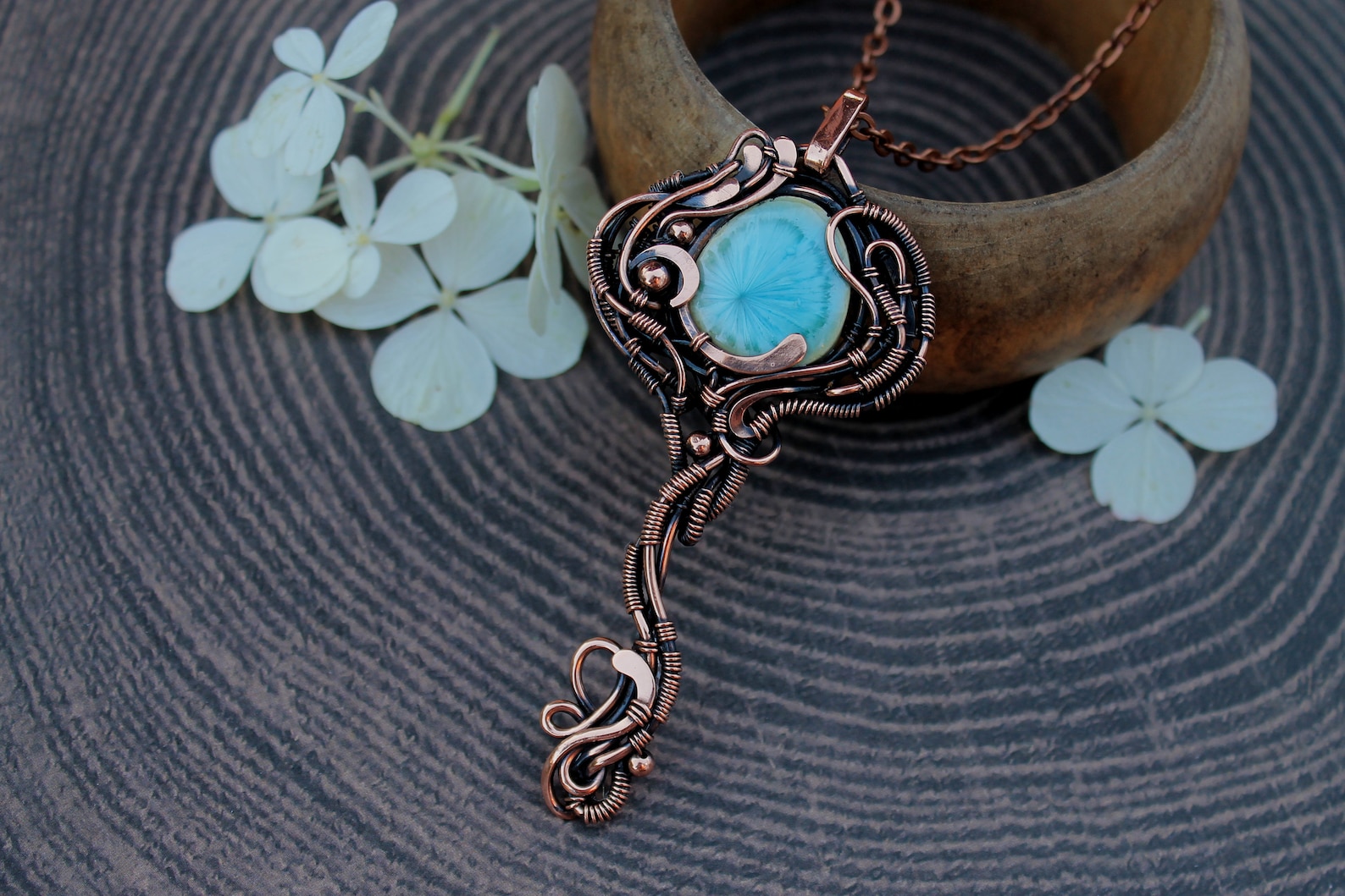 Ceramic Key Pendant Wire Wrap Necklace Wire Wrap Key Handmade Artisan ...