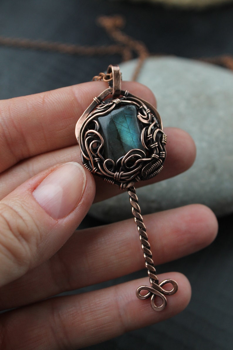 Labradorite Key necklace Key Wire wrapped pendant Heady | Etsy