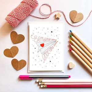 Ik stuur je liefde en knuffels. A6-wenskaart. Liefdeskaart, Valentijnskaart.
