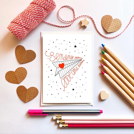 Sending You Love And Hugs. A6 greeting card. Love card, Valentine card.
