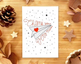 Thank you very much, paper plane card. Thank you greeting card.