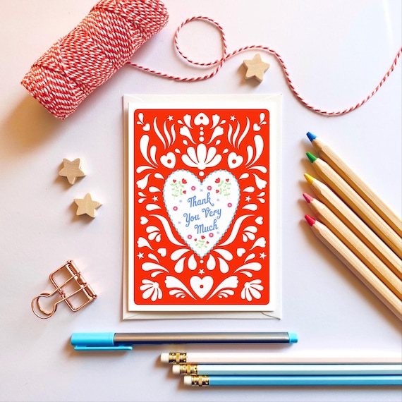 Thank you very much, scandi heart thank you card. Irish thank you card.