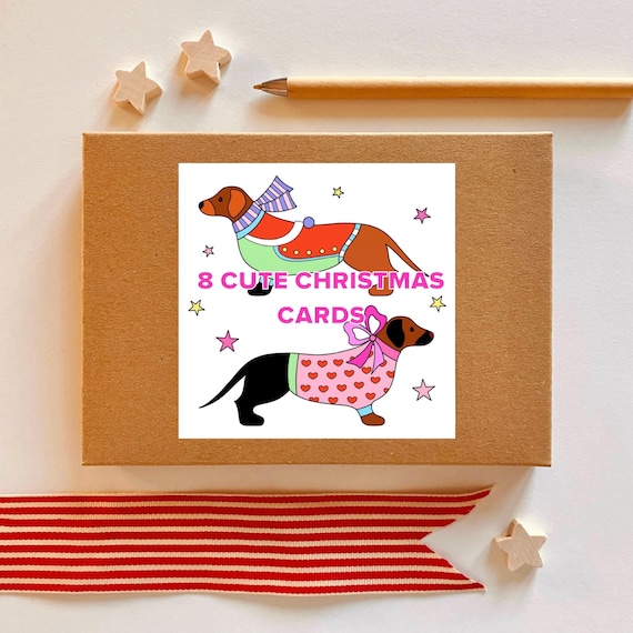 8 cute Christmas cards. Pack of 8 mixed Christmas cards, with 8 cute and festive designs and 8 envelopes.
