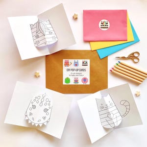Kit DIY de cartes pop-up. Créez vos propres cartes pop-up avec 6 animaux adorables. Kit de création en papier pour enfants.