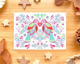 Love Birds, A6 greeting card. Valentine card, love card, engagement card, wedding card.