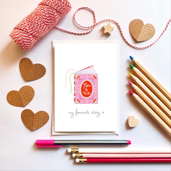 You & me, my favourite story. A6 greeting card. Love card, Valentine card, engagement card.