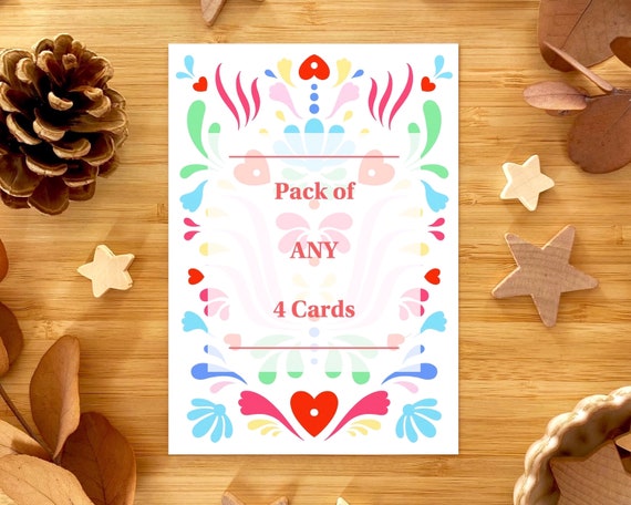Pack of ANY 4 greeting cards: order this pack and add a note at checkout with the names of your chosen cards.