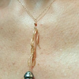 Genuine Ruby briolette pear drop wave twist tassel solid 14k yellow gold necklace pendant
