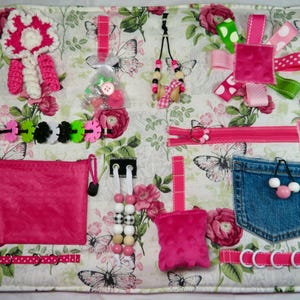 Floral Garden Fidget Blanket: Sensory Activity Lap Quilt for Dementia