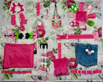 Floral Garden Fidget Blanket: Sensory Activity Lap Quilt for Dementia