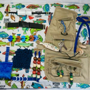 Fishing Vest Fidget Quilt: Sensory Blanket for Dementia, Alzheimer’s