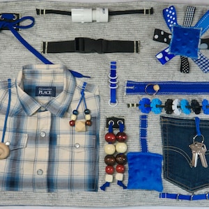 Snaps Plaid Shirt Fidget, Sensory, Activity Quilt Blanket for Alzheimer, Dementia, Stroke Rehab, Autism