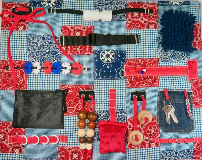 Western Americana Bandana Fidget Blanket, Sensory, Activity Quilt for ...