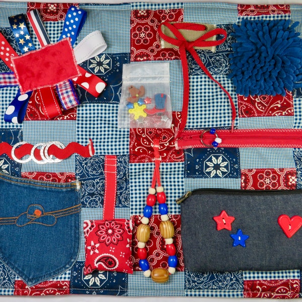 Western Americana Quilt Fidget, Sensory, Quilt Blanket for Dementia, Alzheimer’s