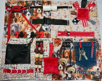 Dog Lovers Fidget, Sensory, Activity Quilt Blanket for Dementia, Alzheimer's, Stroke Rehab, Autism