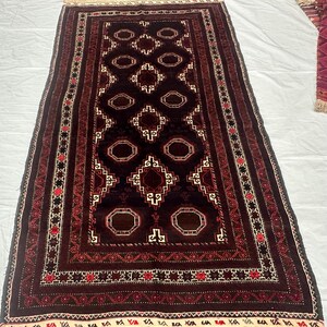 Vintage 4X7 %100 Wool Rug- Afghan Fine Quality Hand Knotted Rug- Soft Oriental Turkman Rug- Unique Home Decor Rug- Rug For Living Room