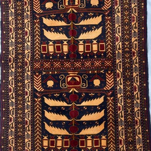 3x5 Belgic %100 Wool Rug- Afghan Tribal High Quality Handwove Rug- Soft Vintage Dyes Rug-Oriental Top Rug-Unique Turkmen Rug-Living Room Rug