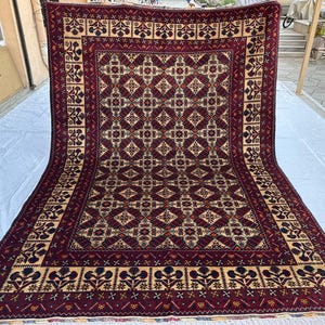 7X10 Area Rug- Afghan Fine Quality Handmade Organic Dyes %100 Wool Rug/Orietnal Turkoman Rug- Soft Rug- Rug For Living Room/Rug For Bed Room