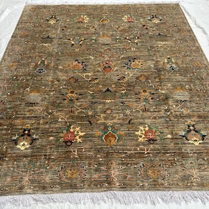 8X10 Sultane Wool Rug/ Afghan Tribal Red Top Quality Hand Knotted Rug/Soft Pile Rug/Luxury Area Rug/Oriental Turkman Rug/Rug For Living Room