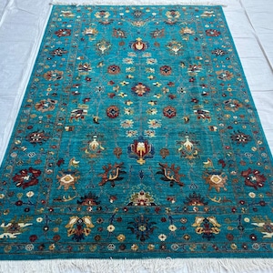 6X8 Chobi Wool Turkmen Rug/Afghan Tribal High Quality Hand Knotted Pure Wool Veg Dyes Rug/Oriental Turkmen Rug/Rug for Living Room