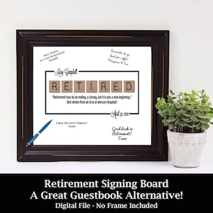 Libro de visitas alternativo para jubilados, tablero de firmas para jubilados, imprimible para fiesta de jubilación, regalo de despedida, póster de libro de visitas, personalizado