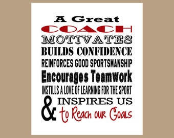 5 x 7 Coach Appreciation Thank You Card Printable Instant Download Tag Typography Sign