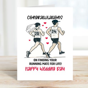 Läufer-Hochzeitskarte, Athleten-Hochzeitskarte, Marathon-Hochzeitskarte, Natur-Abenteuerkarte