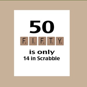 50th Birthday Card, Milestone Birthday, Funny Birthday Card, Scrabble Birthday Card, The Big 50, 1974 Birthday Card