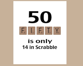 50th Birthday Card, Milestone Birthday, Funny Birthday Card, Scrabble Birthday Card, The Big 50, 1974 Birthday Card