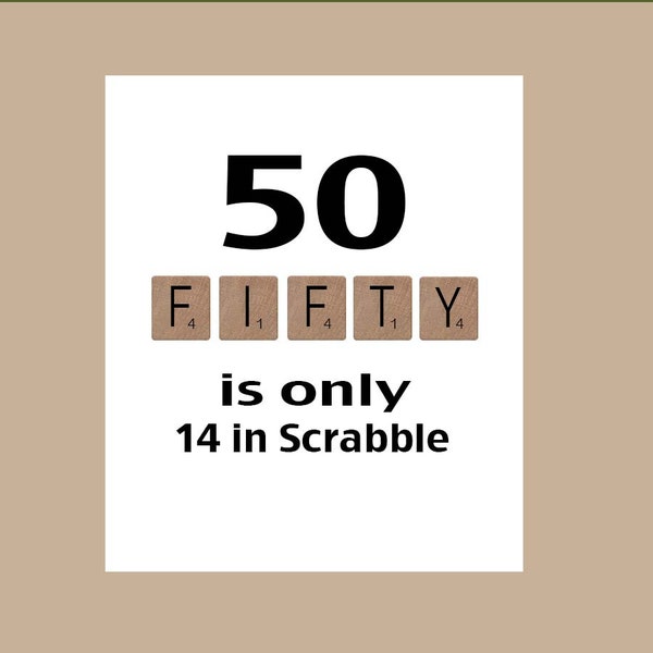 50th Birthday Card, Milestone Birthday, Scrabble Birthday Card, The Big 50, 1974 Birthday Card