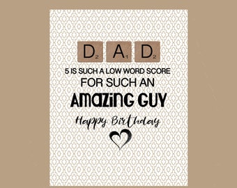 Dad Birthday Card, Father Birthday Card, Amazing Birthday Card, Scrabble Birthday Card, Milestone Card, 50th, 60th, 70th Birthday Card