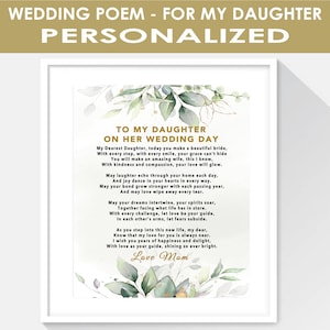 Hochzeitsgedicht für meine Tochter, Gedicht für die Braut, personalisiertes Hochzeitsgedicht von Mama und Papa, Hochzeitsvers, personalisiertes Hochzeitsandenken