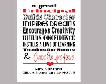 Principal Print, Principal Appreciation Gift, Personalized Principal Thank You Gift, World Teacher's Day Gift, Principal Valentine