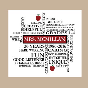 Teacher Appreciation Gift, Teacher Retirement Gift, Personalized Teacher Gift, Christian Teacher, Teacher Retiree, Teacher Word Art