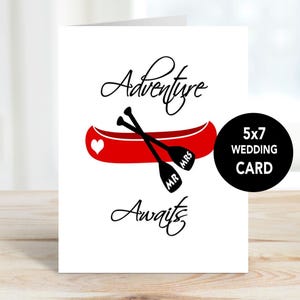 Faire-part de mariage, Faire-part de mariage en canoë, Mariage dans un camping, Mariage en plein air, Faire-part de mariage rustique, Faire-part de mariage sur un lac, Mariage dans une maison de campagne