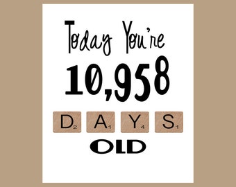 30th Birthday Card, The Big 30, Milestone Birthday, 1994 Birthday Card, Scrabble Birthday Card, Male Birthday card