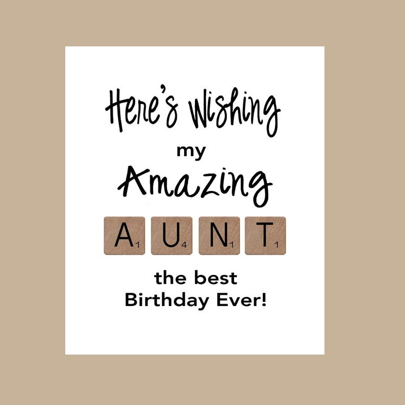 aunt birthday card auntie birthday card scrabble card etsy