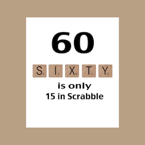60th Birthday Card, Sixty Birthday, Milestone Birthday, The Big 60, Scrabble Birthday Card, 1965 Birthday Card, Mum 60th Birthday Card