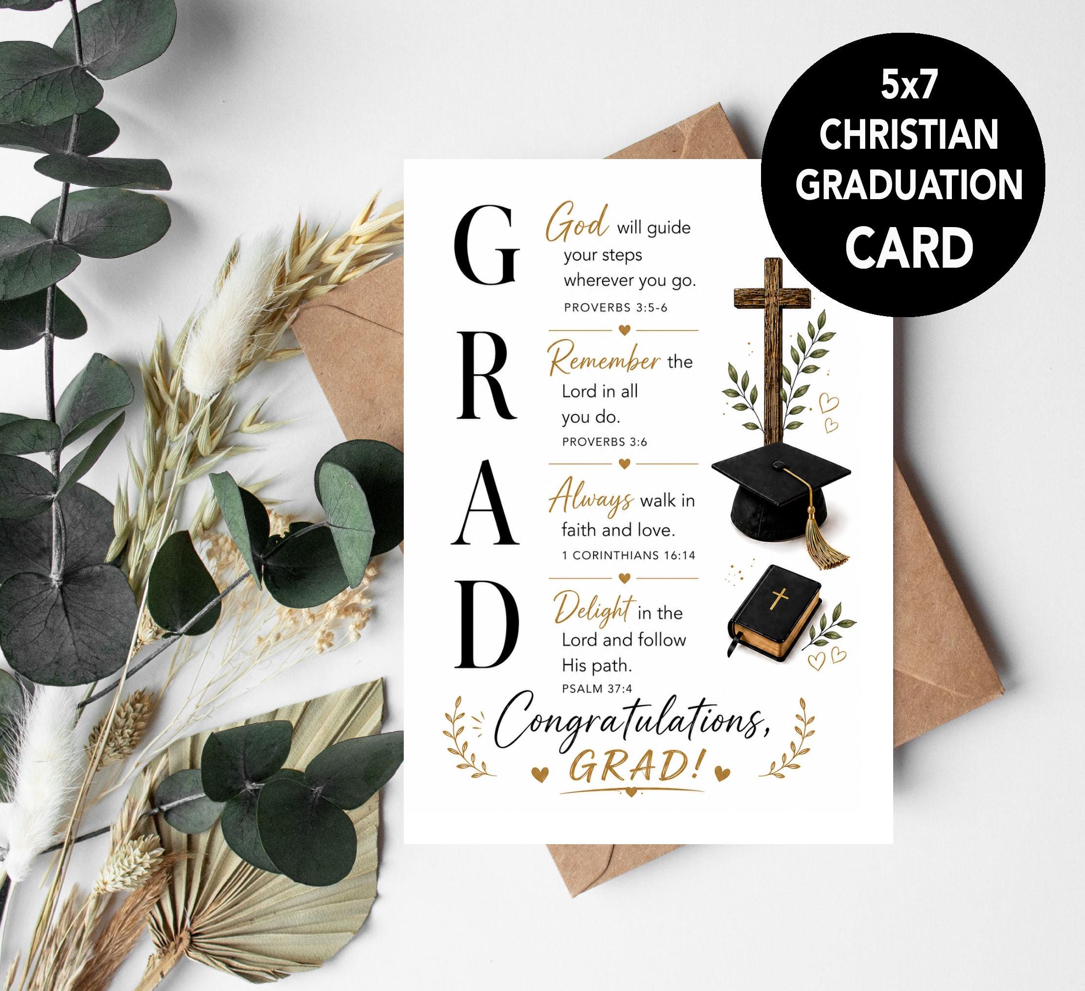 Christian Graduation Card, Bible Verse Graduation Card, Religious ...