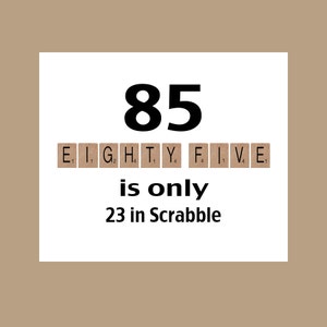 85th Birthday Card, 85th Birthday, Milestone Birthday, The Big 85, Funny Birthday, 1939 Birthday Card, Scrabble Card, Grandpa Birthday Card image 1