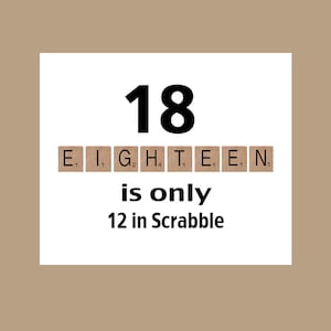 Carte 18e anniversaire, carte d’anniversaire amusante, The Big 18, carte d’anniversaire de Scrabble, carte de Scrabble, carte d’anniversaire 2005