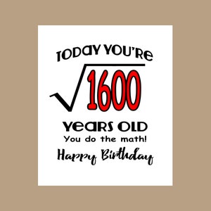 Cartão de aniversário de 40 anos, cartão de aniversário geek, cartão de aniversário de 1984, cartão de aniversário de matemática de 1984, cartão de aniversário de 40 equações
