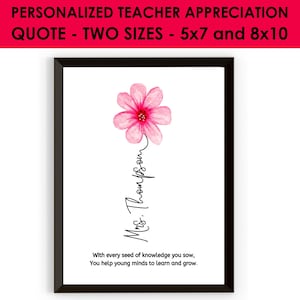 Plantez le poème personnalisé de professeur de graines, cadeau attentionné pour les éducateurs, poème de professeur, citation de professeur, cadeau imprimable d'appréciation de professeur