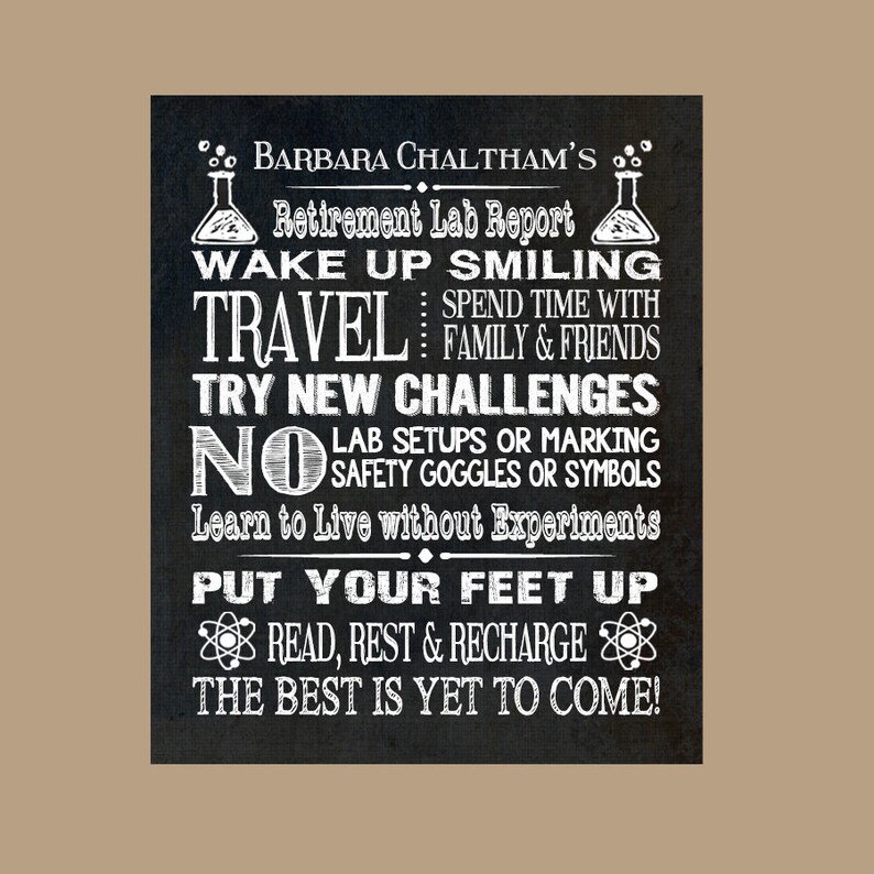 Science Teacher Retirement Gift Retirement Gift Chalkboard Etsy