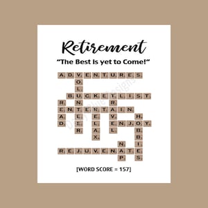 Regalo de jubilación, cartel de jubilación, regalo de jubilación para compañeros de trabajo, jubilación de maestros, jubilación de enfermeras, jubilación imprimible, regalo de Scrabble